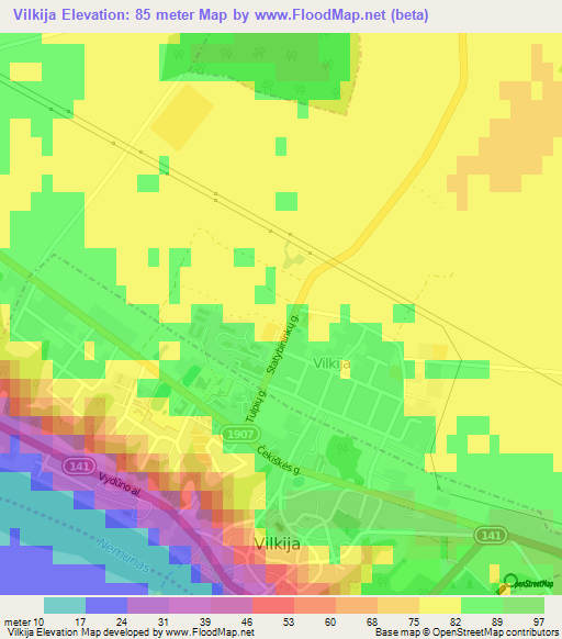 Vilkija,Lithuania Elevation Map