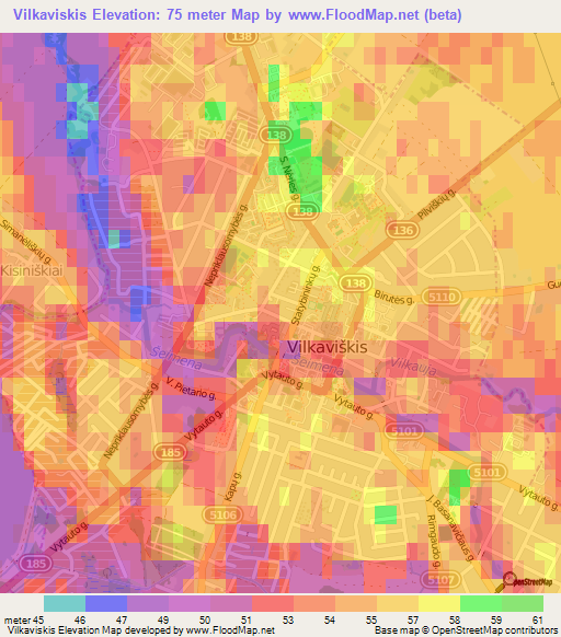 Vilkaviskis,Lithuania Elevation Map