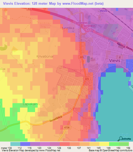 Vievis,Lithuania Elevation Map