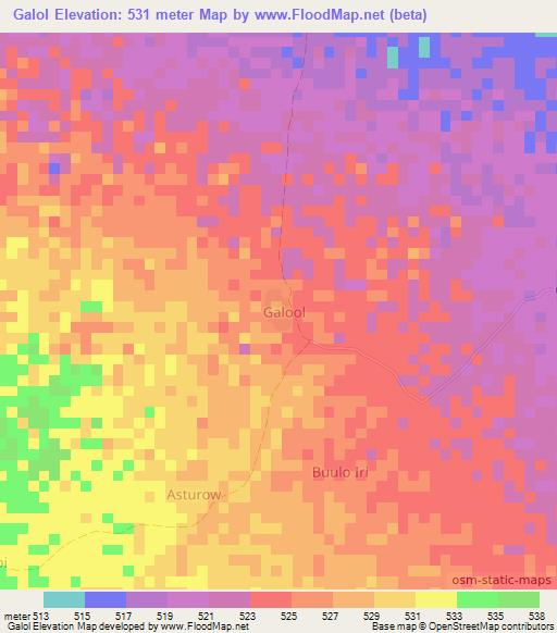 Galol,Somalia Elevation Map