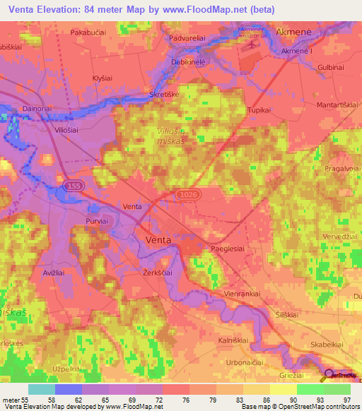 Venta,Lithuania Elevation Map