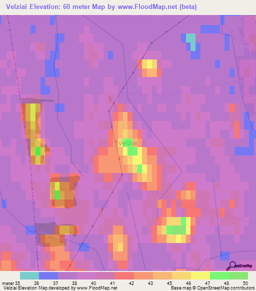 Velziai,Lithuania Elevation Map