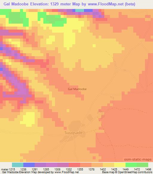 Gal Madoobe,Somalia Elevation Map