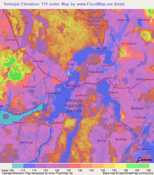 Veisiejai,Lithuania Elevation Map