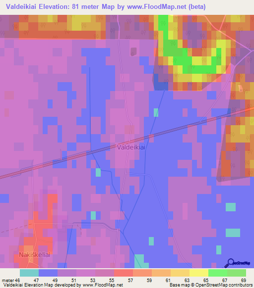 Valdeikiai,Lithuania Elevation Map