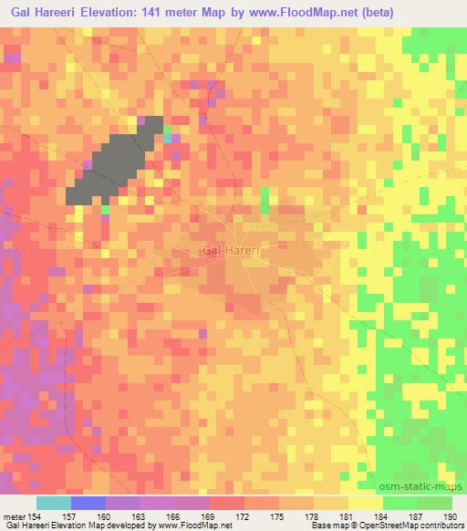 Gal Hareeri,Somalia Elevation Map