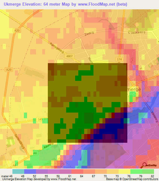 Ukmerge,Lithuania Elevation Map