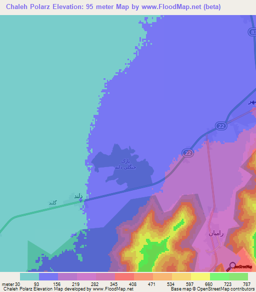 Chaleh Polarz,Iran Elevation Map