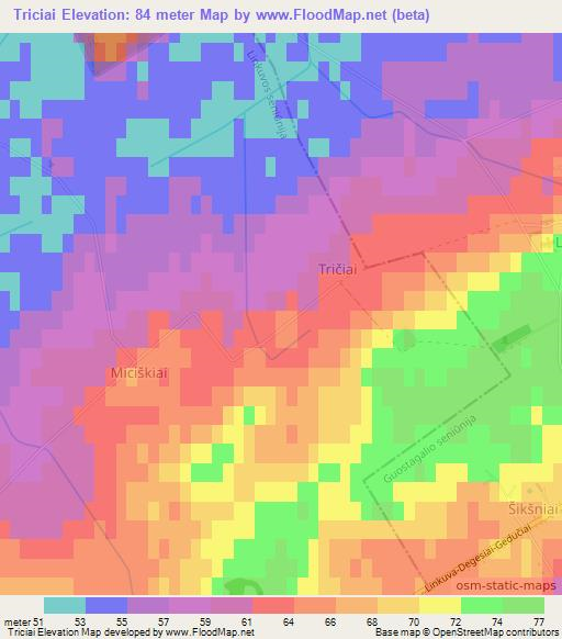 Triciai,Lithuania Elevation Map