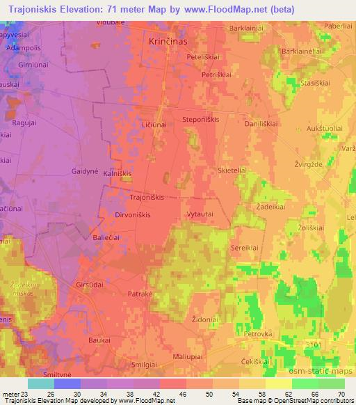 Trajoniskis,Lithuania Elevation Map