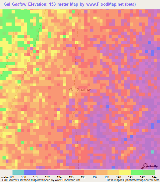 Gal Gaafow,Somalia Elevation Map