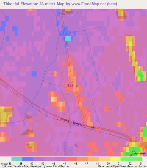 Titkoniai,Lithuania Elevation Map