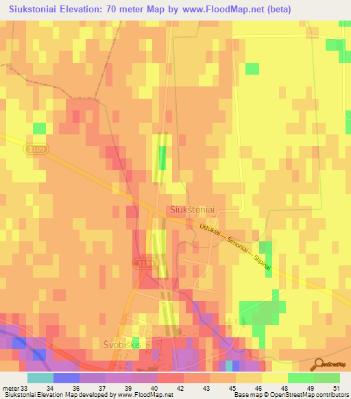 Siukstoniai,Lithuania Elevation Map