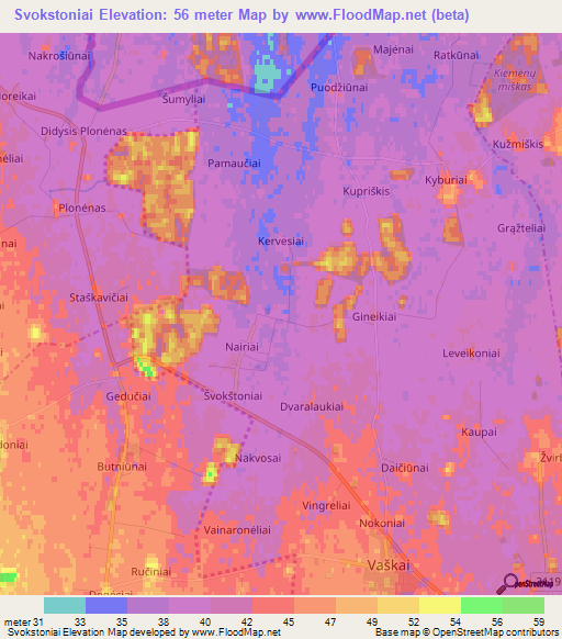 Svokstoniai,Lithuania Elevation Map