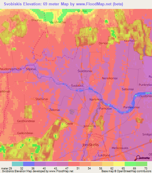 Svobiskis,Lithuania Elevation Map