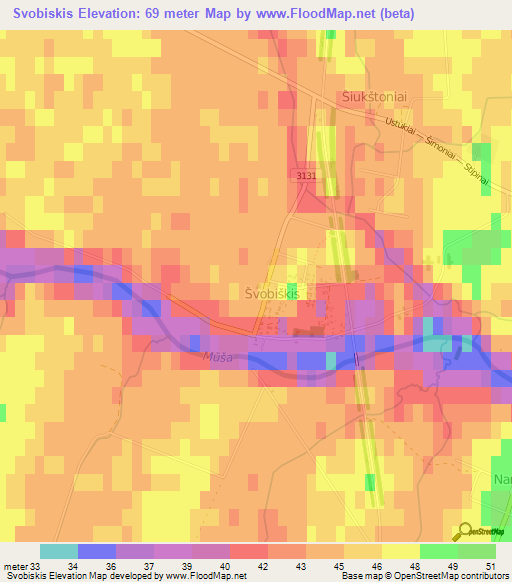Svobiskis,Lithuania Elevation Map