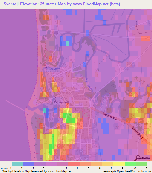 Sventoji,Lithuania Elevation Map