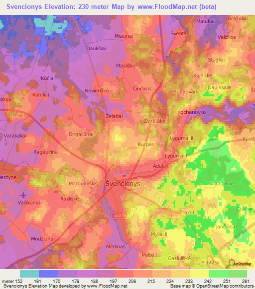 Svencionys,Lithuania Elevation Map