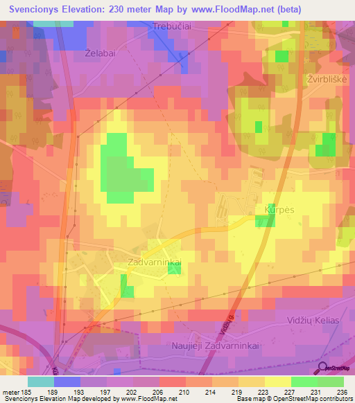 Svencionys,Lithuania Elevation Map