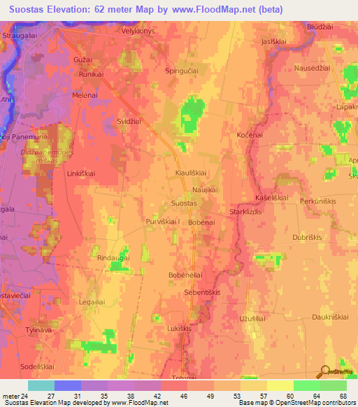 Suostas,Lithuania Elevation Map