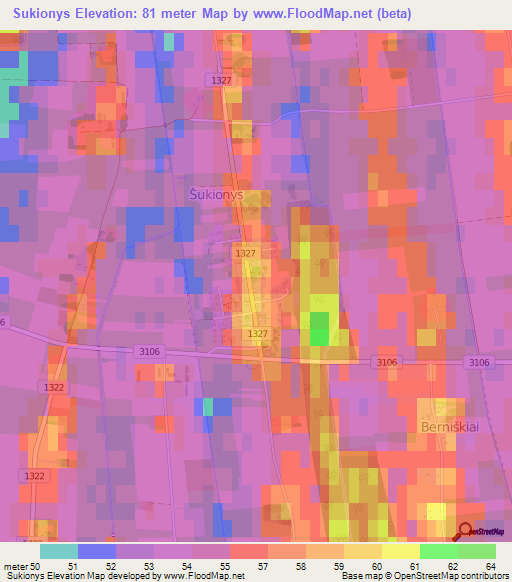 Sukionys,Lithuania Elevation Map