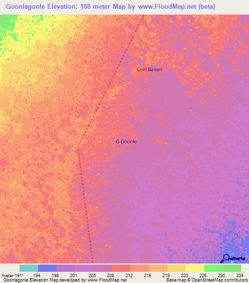 Goonlagonle,Somalia Elevation Map