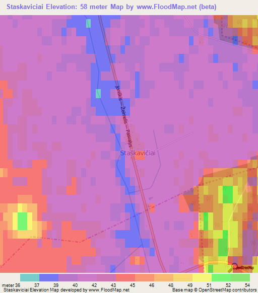 Staskaviciai,Lithuania Elevation Map