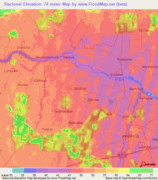 Staciunai,Lithuania Elevation Map