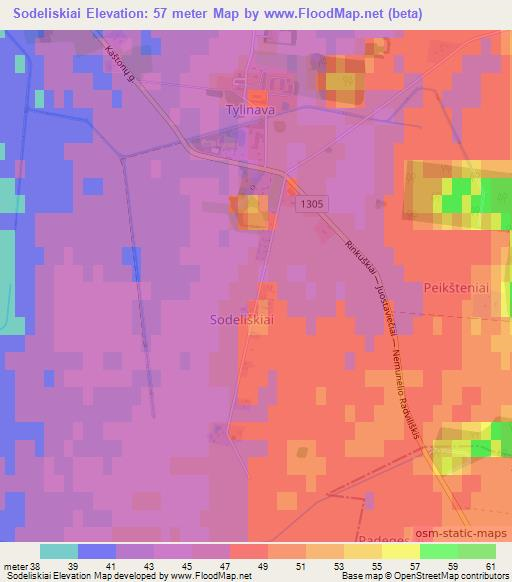 Sodeliskiai,Lithuania Elevation Map