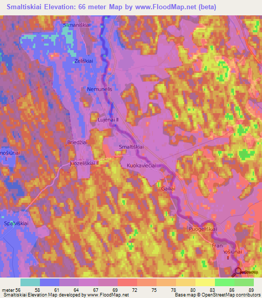 Smaltiskiai,Lithuania Elevation Map