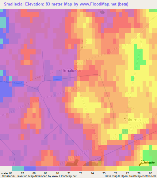 Smalieciai,Lithuania Elevation Map