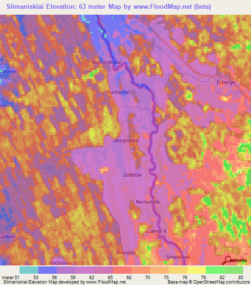 Slimaniskiai,Lithuania Elevation Map