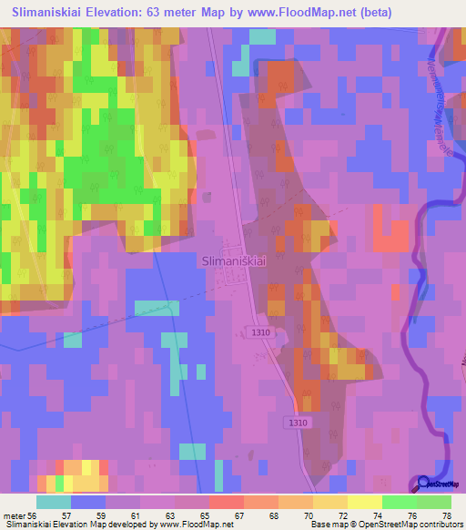 Slimaniskiai,Lithuania Elevation Map