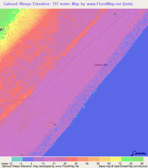 Gahood Weeyn,Somalia Elevation Map