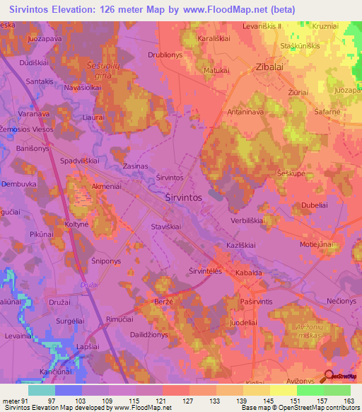Sirvintos,Lithuania Elevation Map