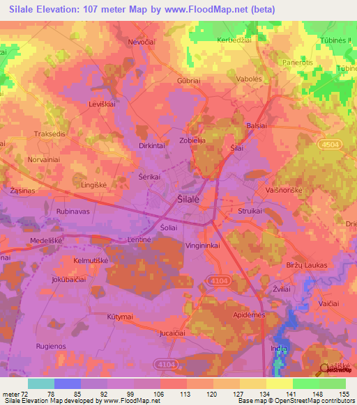 Silale,Lithuania Elevation Map