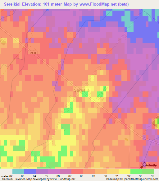 Sereikiai,Lithuania Elevation Map