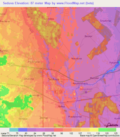 Seduva,Lithuania Elevation Map