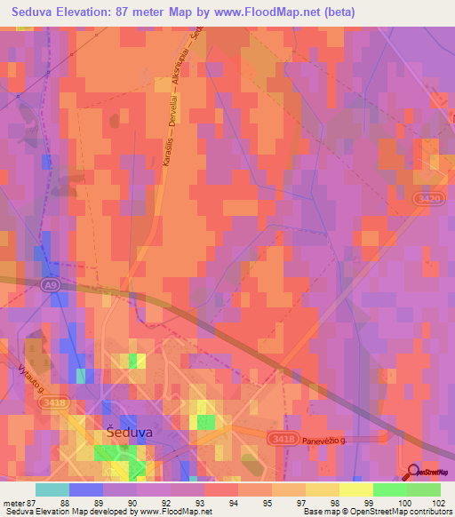 Seduva,Lithuania Elevation Map