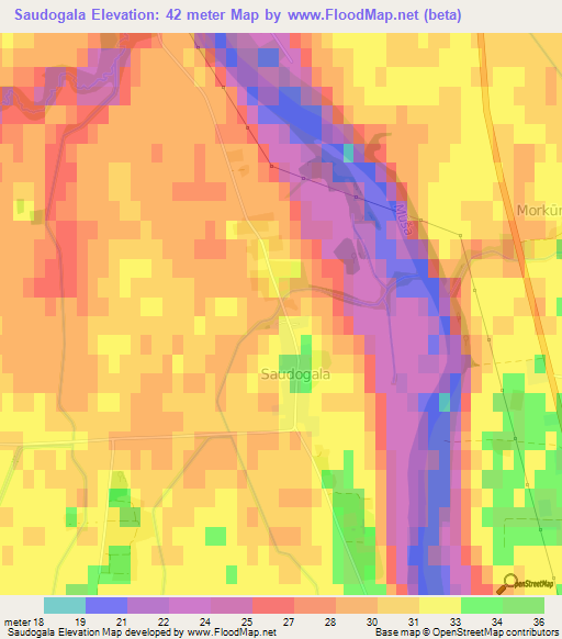 Saudogala,Lithuania Elevation Map