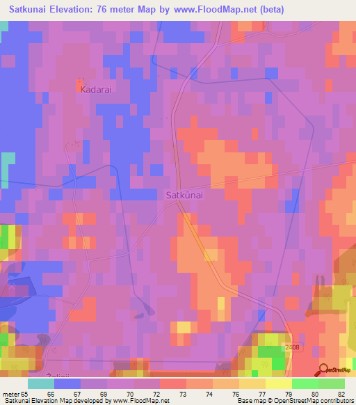 Satkunai,Lithuania Elevation Map