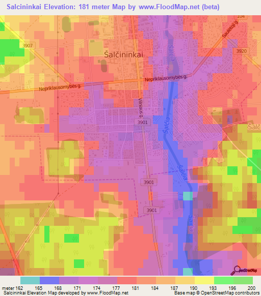 Salcininkai,Lithuania Elevation Map