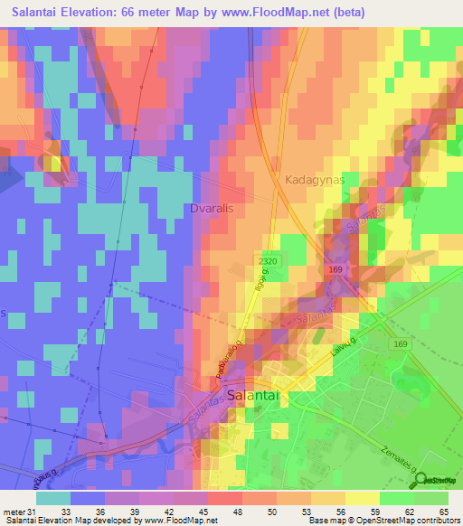 Salantai,Lithuania Elevation Map