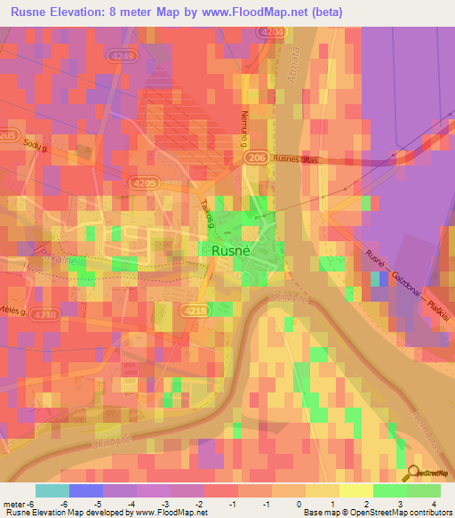 Rusne,Lithuania Elevation Map
