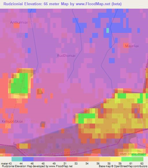 Rudzioniai,Lithuania Elevation Map