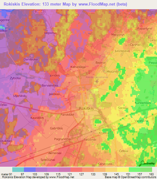 Rokiskis,Lithuania Elevation Map