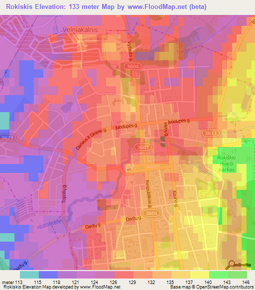 Rokiskis,Lithuania Elevation Map