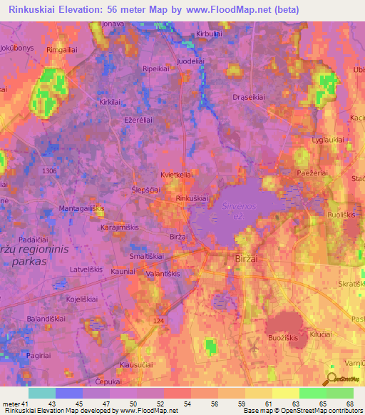 Rinkuskiai,Lithuania Elevation Map