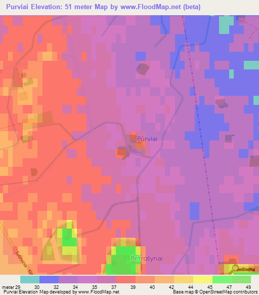 Purviai,Lithuania Elevation Map