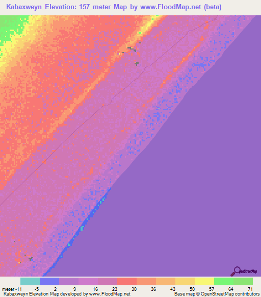 Kabaxweyn,Somalia Elevation Map